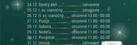 Otváracie hodiny počas vianočných sviatkov v Expert Pilsner Pube